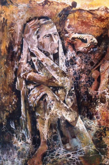 Peinture intitulée "Famine" par Mohamed Zaghloul, Œuvre d'art originale