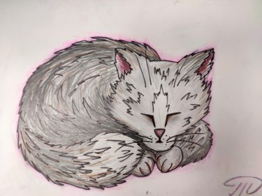 Картина под названием "Kitty" - Татьяна Скворцова, Подлинное произведение искусства, Карандаш
