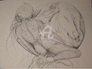Disegno intitolato "Dancing Horse ©" da Bega, Opera d'arte originale, Inchiostro