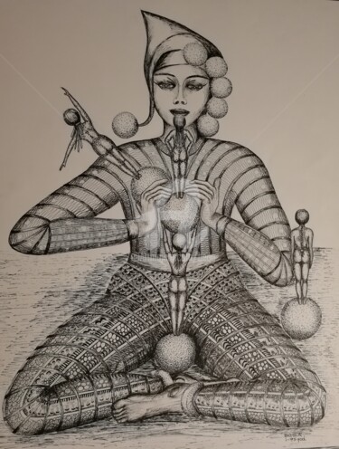 Drawing titled "La patience ©" by Bega, Original Artwork, Ink