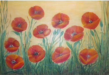 Painting titled "Coquelicot ©" by Bega, Original Artwork, Oil