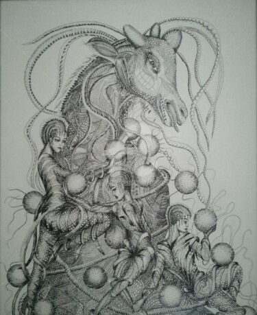 Drawing titled "The Success ©" by Bega, Original Artwork, Ink