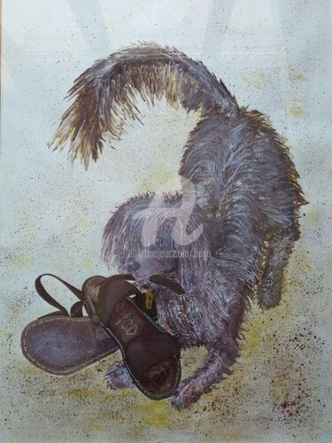 Painting titled "Hector & les Sandal…" by Bega, Original Artwork, Gouache
