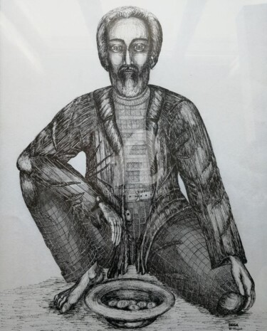 Disegno intitolato "Le Mendiant ©" da Bega, Opera d'arte originale, Inchiostro