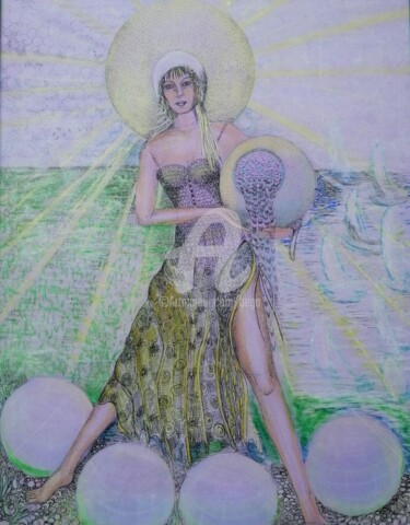 Drawing titled "La Vitalité ©" by Bega, Original Artwork, Chalk