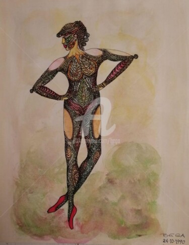 Drawing titled "La Danseuse ©" by Bega, Original Artwork, Ink