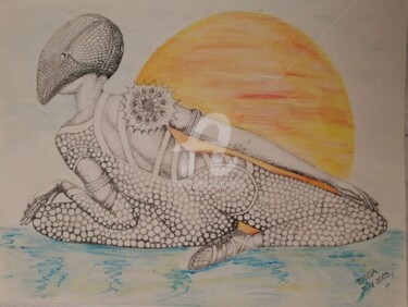Σχέδιο με τίτλο "The Sunrise" από Bega, Αυθεντικά έργα τέχνης, Μελάνι