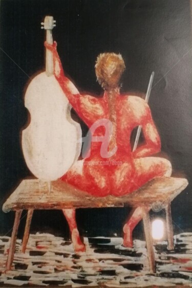 Peinture intitulée "Une Violoncelliste…" par Bega, Œuvre d'art originale, Gouache