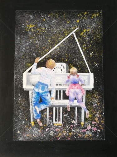 绘画 标题为“Le Piano ©” 由Bega, 原创艺术品, 水粉