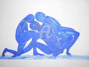 Peinture intitulée "Bleu Azur ©" par Bega, Œuvre d'art originale, Marqueur