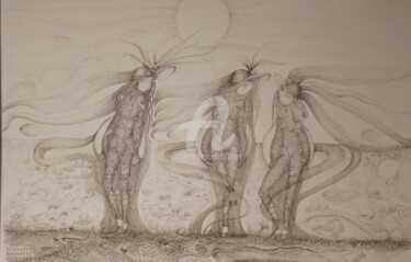 Desenho intitulada "Les Demoiselles sur…" por Bega, Obras de arte originais, Tinta