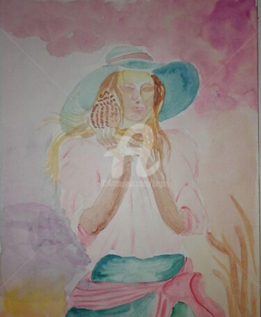 Painting titled "Le Coquillage ©" by Bega, Original Artwork, Watercolor