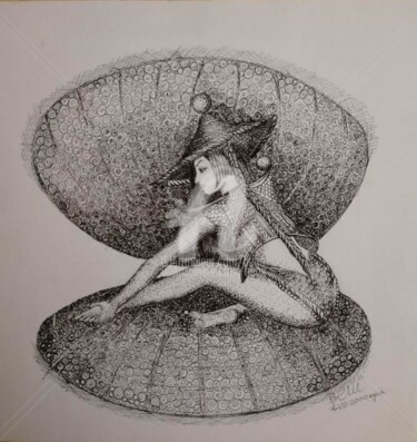 Drawing titled "La Perle ©" by Bega, Original Artwork, Ink