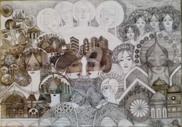 Desenho intitulada "LA CROISEE DES TEMP…" por Bega, Obras de arte originais, Tinta
