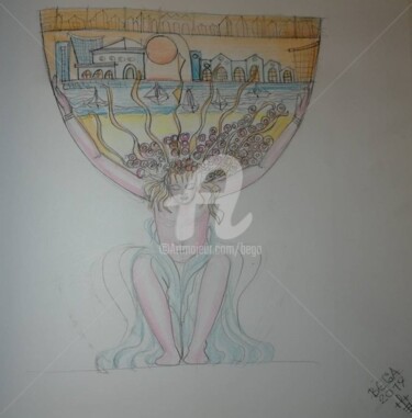Desenho intitulada "La Source  ©" por Bega, Obras de arte originais, Aquarela