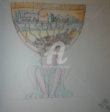 Drawing titled "La Source  ©" by Bega, Original Artwork, Watercolor