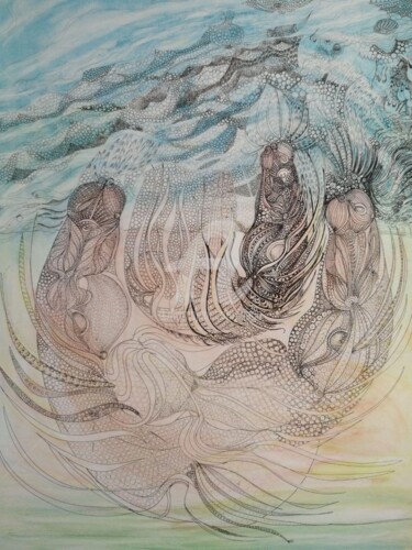 Drawing titled "L'oracle ©" by Bega, Original Artwork, Ink