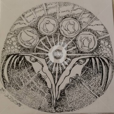 Dessin intitulée "Le Système solaire…" par Bega, Œuvre d'art originale, Encre