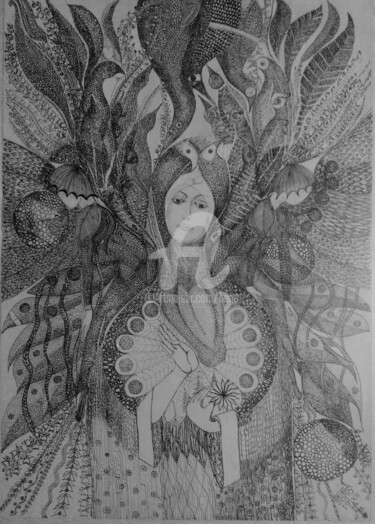 Σχέδιο με τίτλο "Les Anges  ©" από Bega, Αυθεντικά έργα τέχνης, Μελάνι