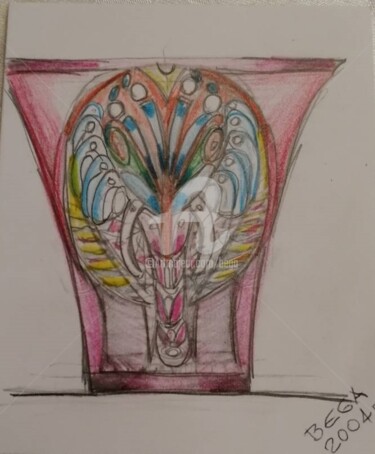 Dessin intitulée "L'éléphant rose ©" par Bega, Œuvre d'art originale, Aquarelle