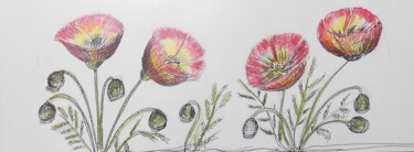 Drawing titled "Coquelicots ©" by Bega, Original Artwork, Watercolor