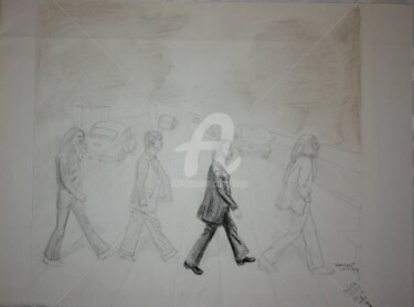 Drawing titled "The Beatles ©" by Bega, Original Artwork, Ink