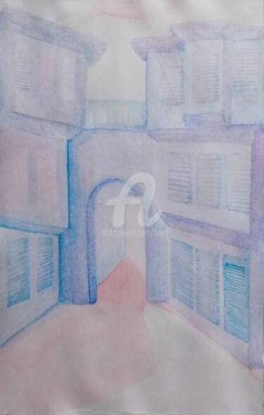 Painting titled "La porte du savoir…" by Bega, Original Artwork, Watercolor