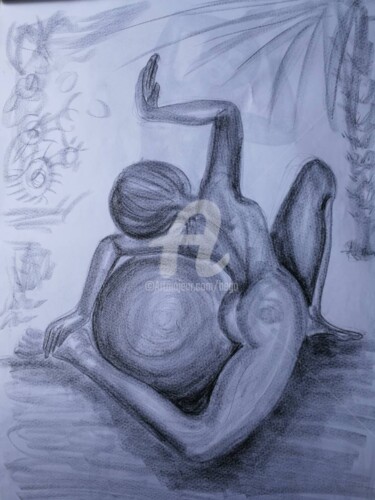 Drawing titled "CYGNE ©" by Bega, Original Artwork, Pencil