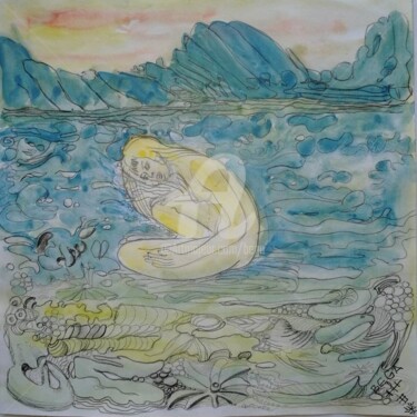 Peinture intitulée "Océanide ©" par Bega, Œuvre d'art originale, Aquarelle