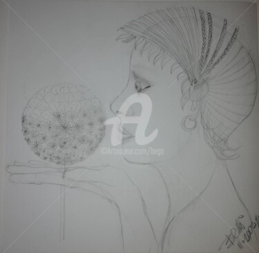 Drawing titled "PISSENLIT ©" by Bega, Original Artwork, Pencil