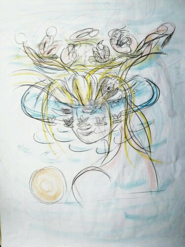 Dessin intitulée "Avoir la tête dans…" par Bega, Œuvre d'art originale, Crayon