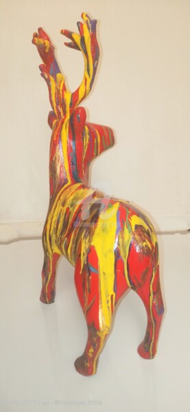 Sculpture intitulée "Le cerf de dos ©" par Bega, Œuvre d'art originale, Papier mâché