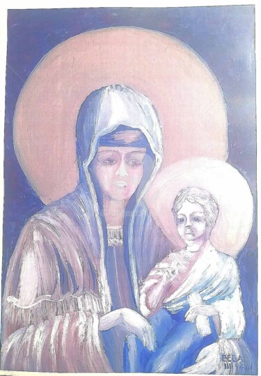 Painting titled "Jésus, Marie et le…" by Bega, Original Artwork, Gouache