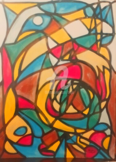 Картина под названием "L'envol de l'oiseau…" - Bega, Подлинное произведение искусства, Гуашь
