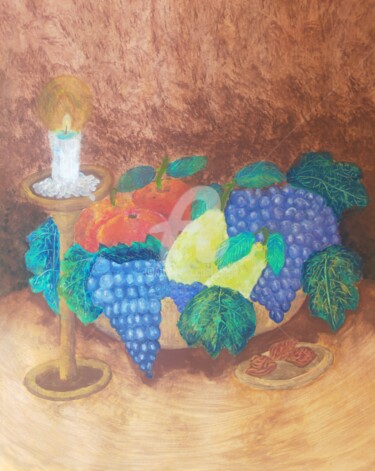 Painting titled "Bol fruité ©" by Bega, Original Artwork, Tempera