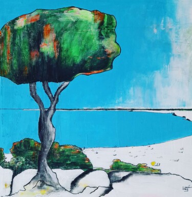 La plage Peinture intitulée "La plage" par Bégé, Œuvre d'art originale, Acrylique