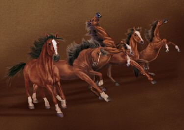 Arte digital titulada "chevaux agités" por Behzad Nahed, Obra de arte original, Pintura Digital