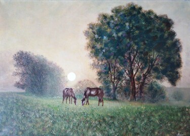 Картина под названием "Утро! по Есенинским…" - Бекер, Подлинное произведение искусства, Масло