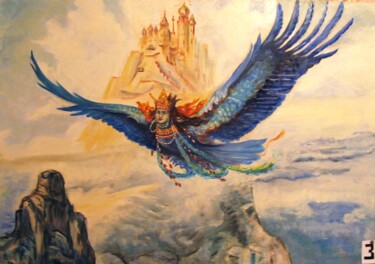 Картина под названием "птица Феникс" - Бекер, Подлинное произведение искусства, Масло
