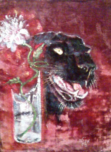 Painting titled "пантера" by Beker, Original Artwork, Oil
