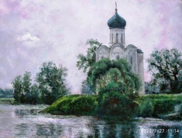 Malerei mit dem Titel "ЦЕРКОВЬ ПОКРОВ НА Н…" von Beker, Original-Kunstwerk