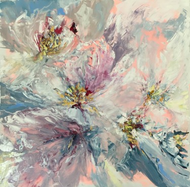 Malerei mit dem Titel "Abstract floral" von Olga Beketova, Original-Kunstwerk, Öl