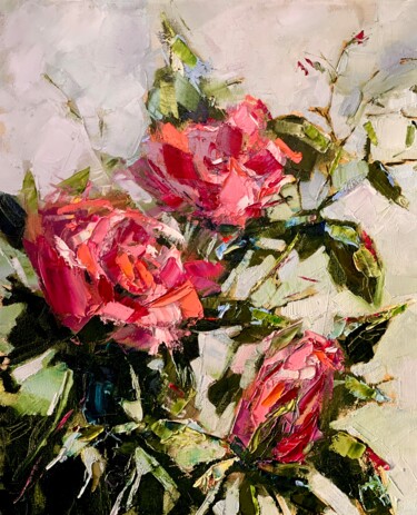 Painting titled "Roses #5" by Olga Beketova, Original Artwork, Oil