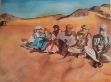 Malerei mit dem Titel "Touaregs" von Korbas Bekhouche, Original-Kunstwerk, Öl