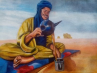 Malerei mit dem Titel "Homme de Touaregs" von Korbas Bekhouche, Original-Kunstwerk, Öl
