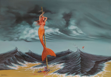 Peinture intitulée "last sea girl" par Beklan Kızılçay, Œuvre d'art originale, Huile