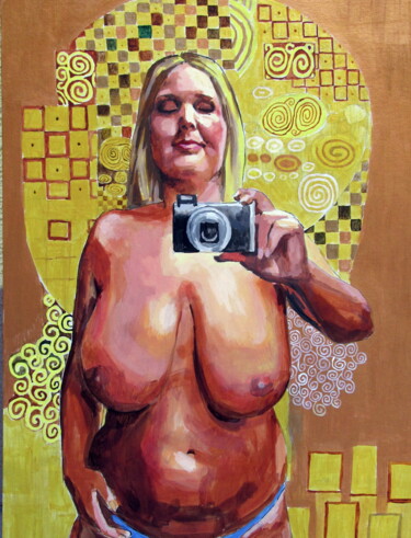 Peinture intitulée "Selfie Madonna" par Bela Kovacs, Œuvre d'art originale, Acrylique