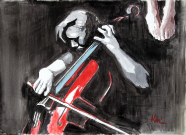 Картина под названием "Cellist" - Bela Kovacs, Подлинное произведение искусства, Акрил