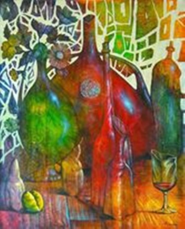 Pittura intitolato "Натюрморт с грушами…" da Bela Lebedeva, Opera d'arte originale, Acrilico