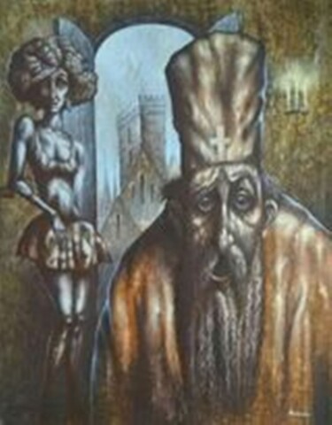 Pittura intitolato "Страх / The Awe" da Bela Lebedeva, Opera d'arte originale, Acrilico